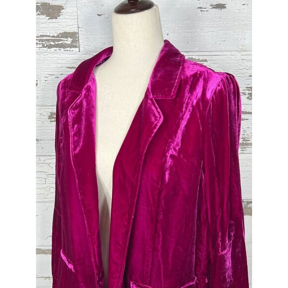BY ANTHROPOLOGIE Velvet Tulip Back Blazer Jacket Raspberry M NWOT - Picture 3 of 6